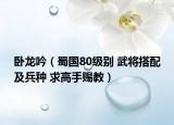 臥龍吟（蜀國80級別 武將搭配及兵種 求高手賜教）