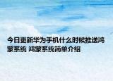 今日更新華為手機什么時候推送鴻蒙系統(tǒng) 鴻蒙系統(tǒng)簡單介紹