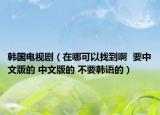 韓國電視?。ㄔ谀目梢哉业桨? 要中文版的 中文版的 不要韓語的）