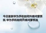 今日更新華為手機(jī)如何升級鴻蒙系統(tǒng) 華為手機(jī)如何升級鴻蒙系統(tǒng)