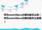 華為mate30pro分屏功能怎么樣（華為mate30pro分屏功能怎么使用）