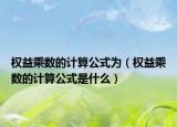 權(quán)益乘數(shù)的計算公式為（權(quán)益乘數(shù)的計算公式是什么）