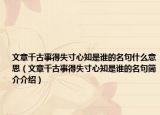 文章千古事得失寸心知是誰(shuí)的名句什么意思（文章千古事得失寸心知是誰(shuí)的名句簡(jiǎn)介介紹）