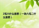 2毛六什么意思（一塊六毛二什么意思）