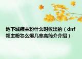 地下城領(lǐng)主粉什么時候出的（dnf領(lǐng)主粉怎么爆幾率高簡介介紹）