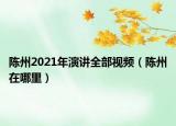 陳州2021年演講全部視頻（陳州在哪里）