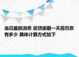 當(dāng)日最新消息 房貸逾期一天后罰息有多少 具體計(jì)算方式如下