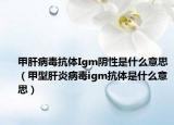 甲肝病毒抗體Igm陰性是什么意思（甲型肝炎病毒igm抗體是什么意思）