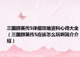 三國群英傳5詳細攻略資料心得大全（三國群英傳5應(yīng)該怎么玩啊簡介介紹）