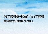 PE工程師做什么的（pe工程師是做什么的簡介介紹）