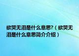 欲哭無淚是什么意思?（欲哭無淚是什么意思簡(jiǎn)介介紹）