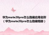 華為mate20pro怎么隱藏應用名稱（華為mate20pro怎么隱藏相冊）