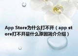 App Store為什么打不開（app store打不開是什么原因簡介介紹）