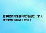 有羅密歐與朱麗葉歌詞的歌（求《羅密歐與朱麗葉》歌詞）