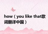 how（you like that歌詞翻譯中國(guó)）