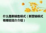 什么是新銷售模式（新營(yíng)銷模式有哪些簡(jiǎn)介介紹）