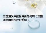 三國演義中張松評價如何呢（三國演義中張松評價如何）