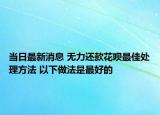 當(dāng)日最新消息 無力還款花唄最佳處理方法 以下做法是最好的