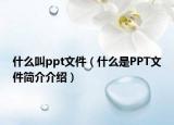 什么叫ppt文件（什么是PPT文件簡介介紹）