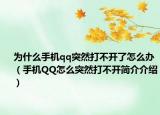 為什么手機qq突然打不開了怎么辦（手機QQ怎么突然打不開簡介介紹）