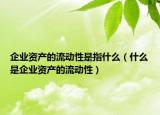 企業(yè)資產(chǎn)的流動(dòng)性是指什么（什么是企業(yè)資產(chǎn)的流動(dòng)性）