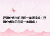 涇渭分明指的是同一條河流嗎（涇渭分明指的是同一條河嗎）