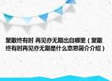 聚散終有時(shí) 再見(jiàn)亦無(wú)期出自哪里（聚散終有時(shí)再見(jiàn)亦無(wú)期是什么意思簡(jiǎn)介介紹）