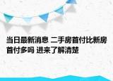當(dāng)日最新消息 二手房首付比新房首付多嗎 進來了解清楚