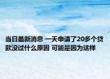 當(dāng)日最新消息 一天申請(qǐng)了20多個(gè)貸款沒過什么原因 可能是因?yàn)檫@樣