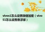 vivos1怎么設(shè)置微信加密（vivoS1怎么設(shè)置懸浮球）