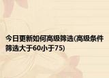 今日更新如何高級(jí)篩選(高級(jí)條件篩選大于60小于75)