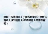 忽如一夜春風(fēng)來(lái)（千樹(shù)萬(wàn)樹(shù)梨花開(kāi)是什么朝詩(shī)人誰(shuí)寫(xiě)的什么詩(shī)?春風(fēng)什么意思梨花呢）