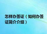 怎樣辦簽證（如何辦簽證簡介介紹）