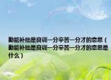 勤能補拙是良訓一分辛苦一分才的意思（勤能補拙是良訓一分辛苦一分才的意思是什么）