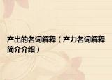產(chǎn)出的名詞解釋?zhuān)óa(chǎn)力名詞解釋簡(jiǎn)介介紹）