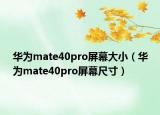 華為mate40pro屏幕大?。ㄈA為mate40pro屏幕尺寸）