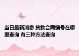 當(dāng)日最新消息 貸款合同編號(hào)在哪里查詢 有三種方法查詢