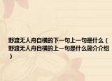 野渡無(wú)人舟自橫的下一句上一句是什么（野渡無(wú)人舟自橫的上一句是什么簡(jiǎn)介介紹）