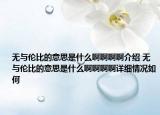 無與倫比的意思是什么啊啊啊啊介紹 無與倫比的意思是什么啊啊啊啊詳細情況如何