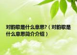對韻歌是什么意思?（對韻歌是什么意思簡介介紹）