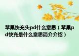 蘋果快充頭pd什么意思（蘋果pd快充是什么意思簡介介紹）