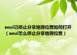 soul已停止分享地理位置如何打開(kāi)（soul怎么停止分享地理位置）