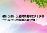 很什么很什么的詞語有哪些?（求很什么很什么的詞語簡介介紹）