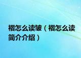 褶怎么讀皺（褶怎么讀簡(jiǎn)介介紹）