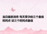 當(dāng)日最新消息 每天受孕的三個最佳時間點 這三個時間點最佳