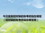 今日更新招財貓的賬號密碼在哪里（招財貓的賬號密碼在哪里找）
