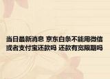 當(dāng)日最新消息 京東白條不能用微信或者支付寶還款嗎 還款有寬限期嗎