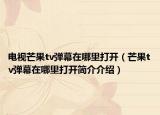電視芒果tv彈幕在哪里打開(kāi)（芒果tv彈幕在哪里打開(kāi)簡(jiǎn)介介紹）