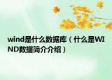 wind是什么數(shù)據(jù)庫(kù)（什么是WIND數(shù)據(jù)簡(jiǎn)介介紹）