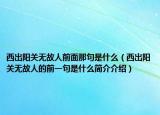 西出陽關無故人前面那句是什么（西出陽關無故人的前一句是什么簡介介紹）